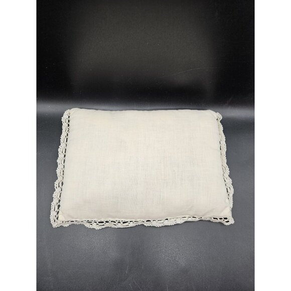 Vintage Hand Embroidered Scottish Terrier Scottie Dog Toss Pillow 12x8" Lace - Picture 6 of 11